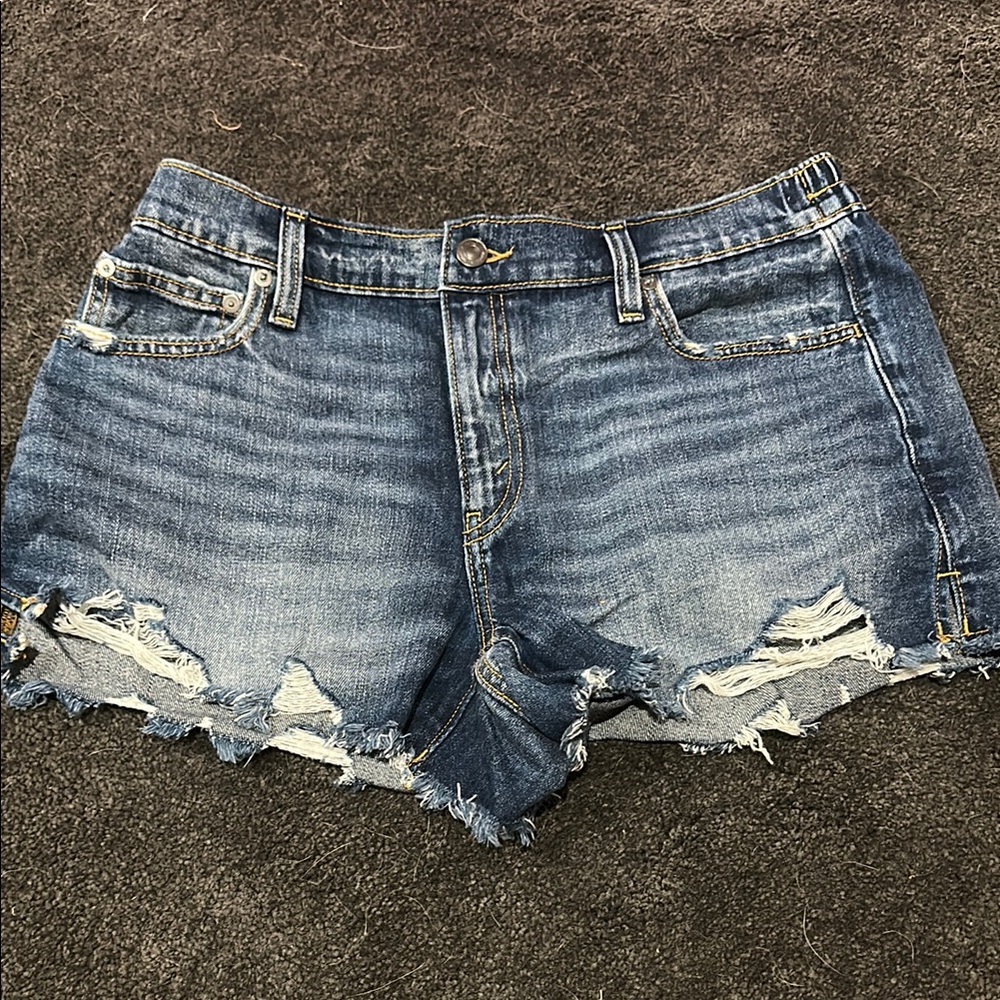 Aerie Blue Distressed Jean Shorts